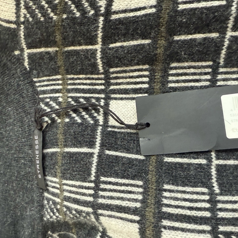 STRENESSE Black and White and olive and grey Checkered sweater coat - Picture 10 of 13